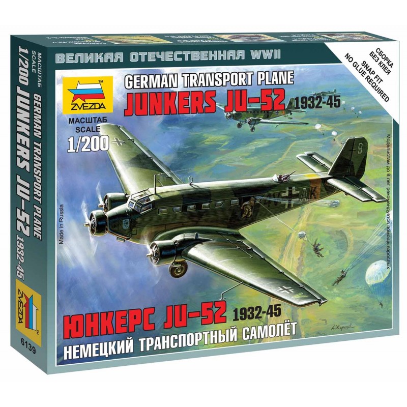 Junkers Ju-52 Transport Plane - Zvezda Wargames (WWII) 6139