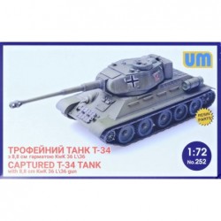 T-34 tank w/ 8,8cm KwK 36 L/36 gun (captured) - Unimodel 252