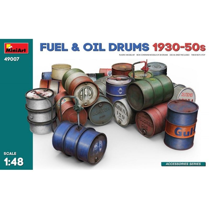 Fuel & Oil drums 1930-50s (20 pcs.,w/ decals) - MiniArt 49007