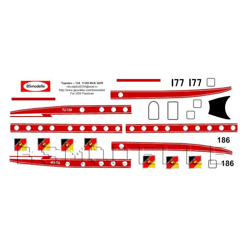 Obtisky Tupolev Tu-134 NVA Veb Plasticart - BSmodelle BSM100056