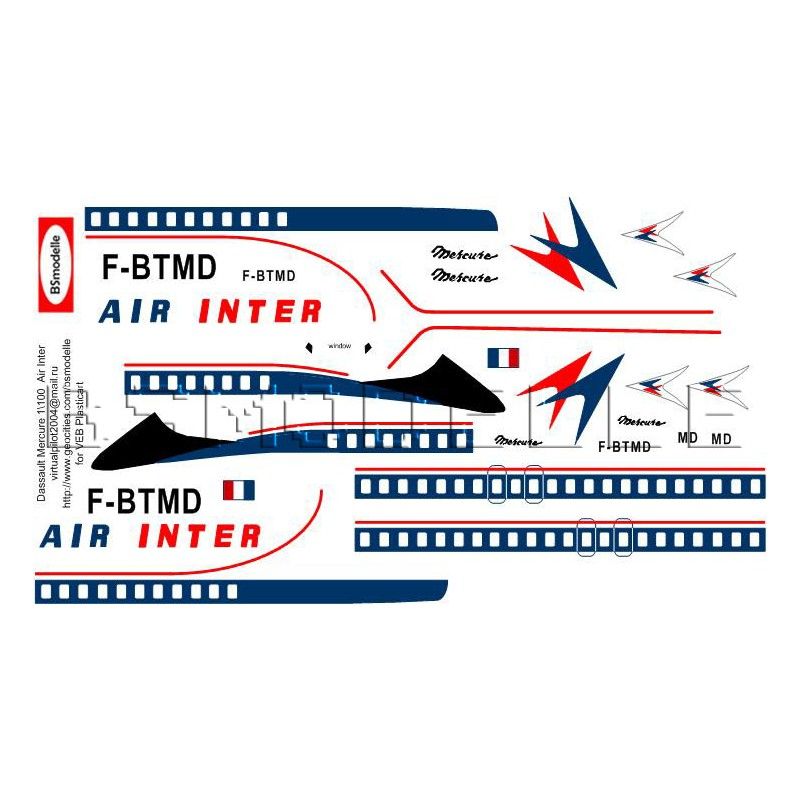 Obtisky Dassault Mercure Air Inter pro Veb Plasticart - BSmodelle BSM100065