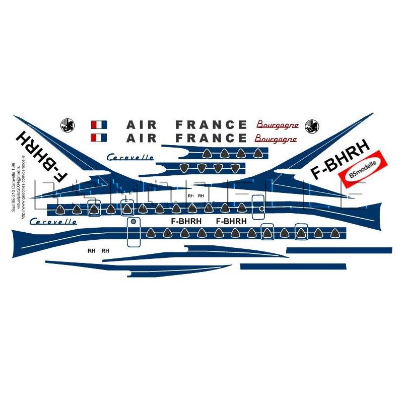 Obtisky Sud SE210 Caravelle Air France pro Veb Plasticart - BSmodelle BSM100066