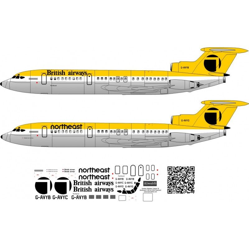 Obtisky De Havilland HS-121 Trident 2E Northeast (British Airways) pro Veb Plasticart - BSmodelle BSM100340