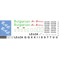 Obtisky Tupolev Tu-154 Bulgarian Air Charter pro Veb Plasticart - BSmodelle BSM100528