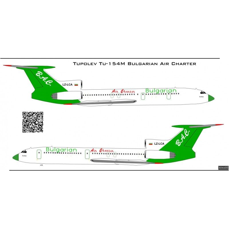 Obtisky Tupolev Tu-154 Bulgarian Air Charter pro Veb Plasticart - BSmodelle BSM100528