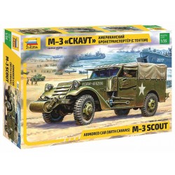 M-3 Armored Scout Car with Canvas - Zvezda Model Kit military 3581