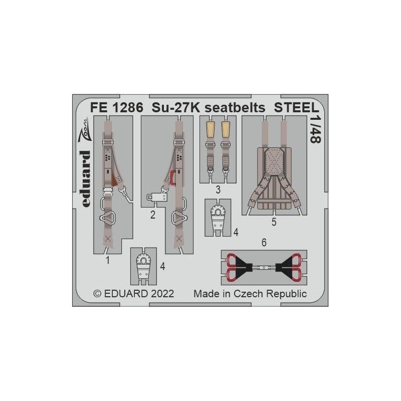 Su-27K seatbelts STEEL 1/48 recommended for MINIBASE - Eduard FE1286