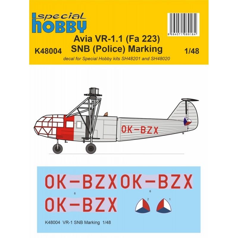 1/72 Avia VR-1 SNB Marking Decal - Special Hobby K48004