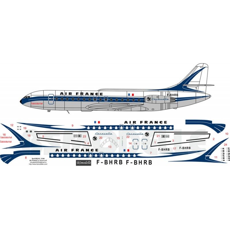 Obtisky Sud SE210 Caravelle Air France - BSmodelle BSM144001