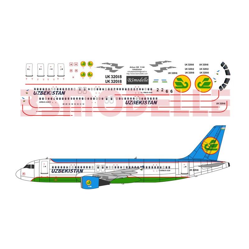 Obtisky Airbus A320 Uzbekistan Airlines - BSmodelle BSM144015