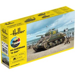 M4 Sherman D-Day - obsahuje barvy a lepidlo - Heller STARTER KIT 56892