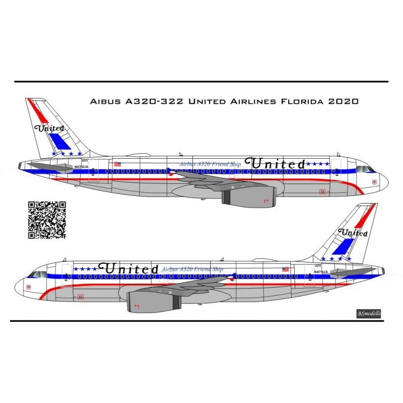 Obtisky Airbus A-320 United Airlines - BSmodelle BSM144522