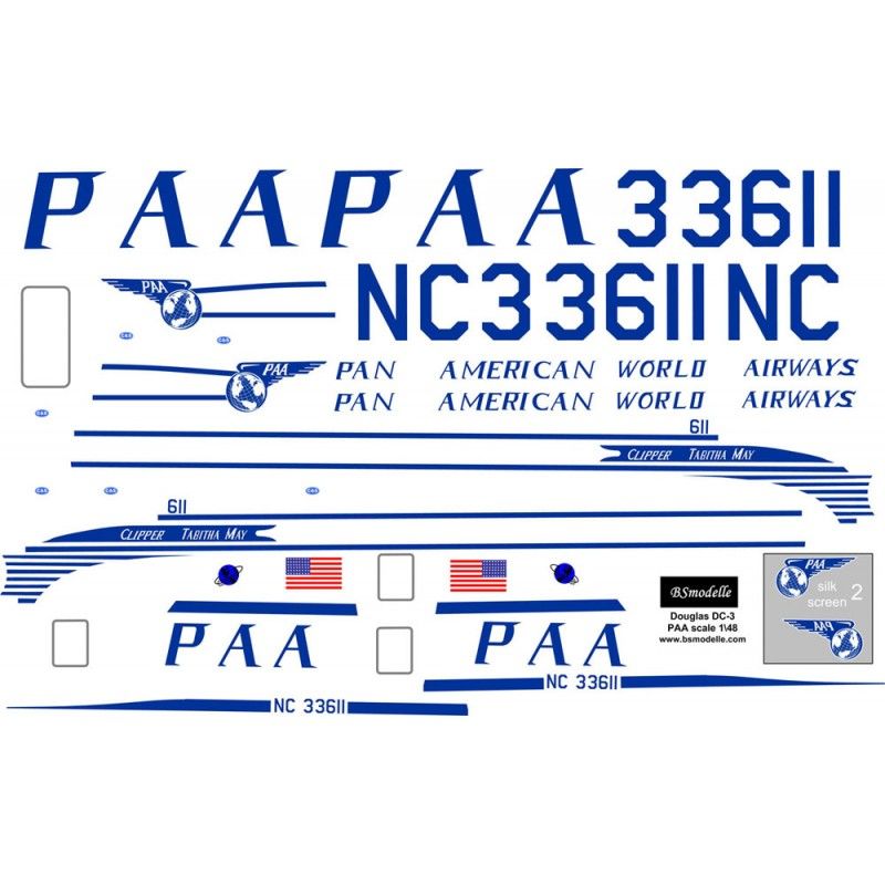 Obtisky Douglas DC-3 PAA - BSmodelle BSM480331