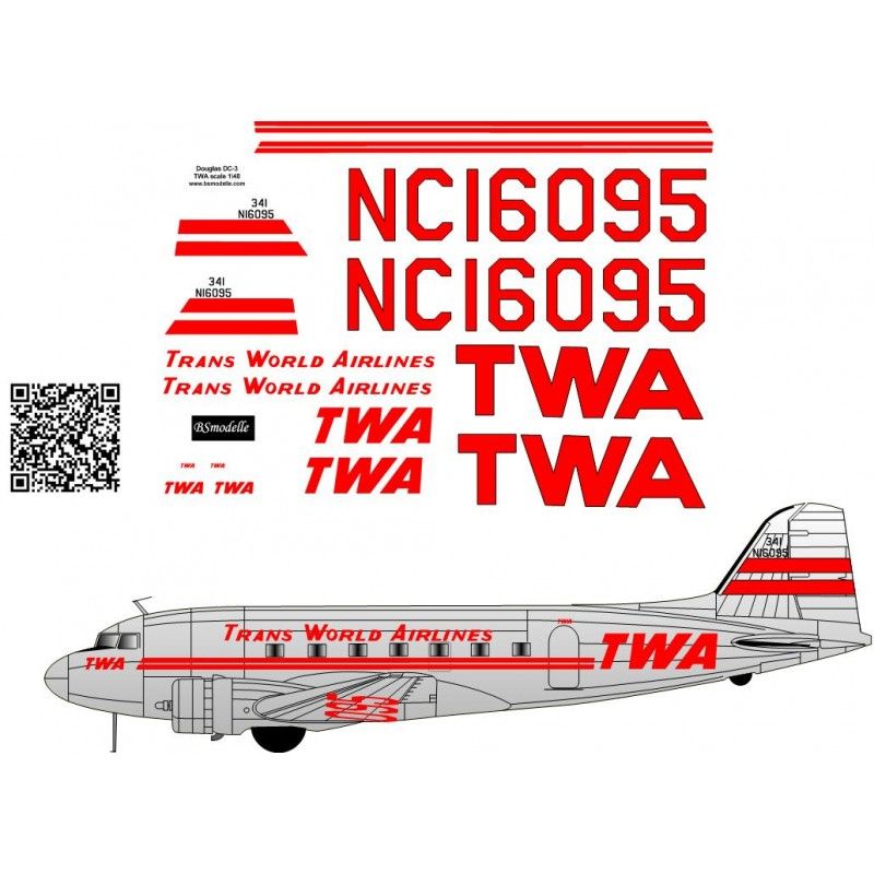 Obtisky Douglas DC-3 TWA - BSmodelle BSM480434