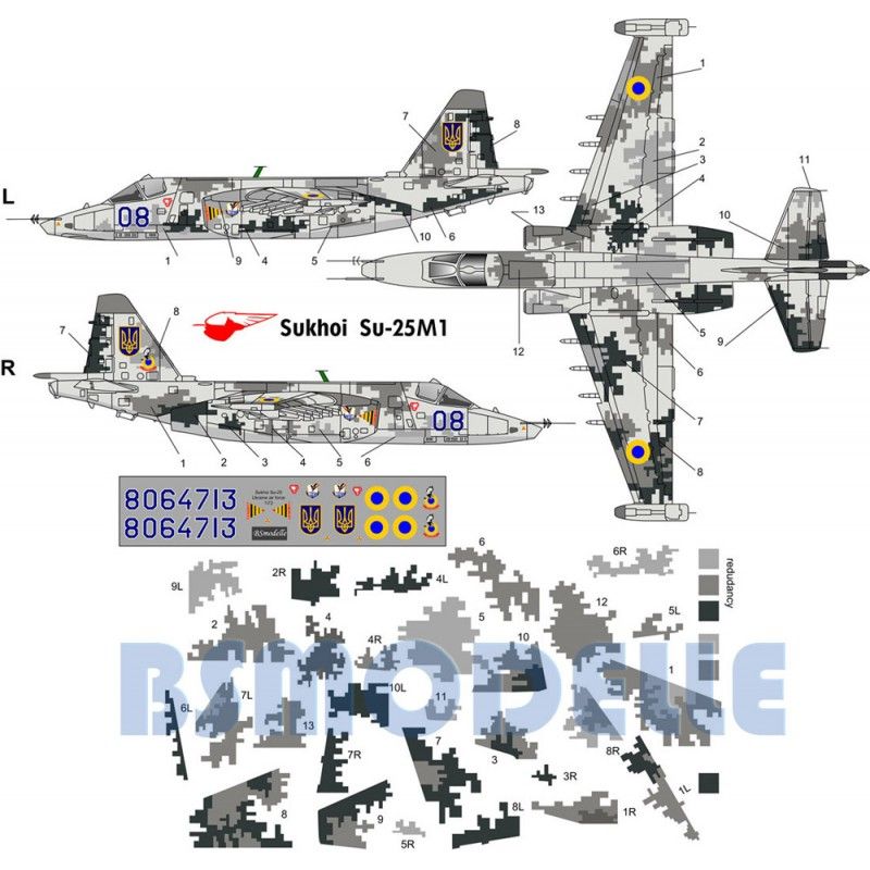 Obtisky Suchoj Su-25M1 Ukraine AF - BSmodelle BSM7201263