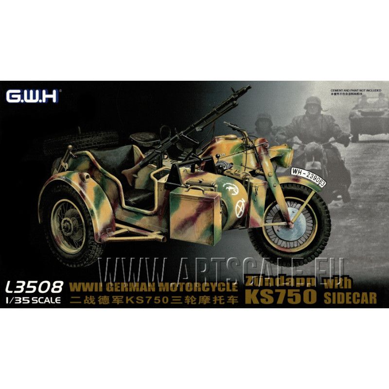 WWII German Zundapp KS 750 with Sidecar /with trailers - Great Wall Hobby L3508