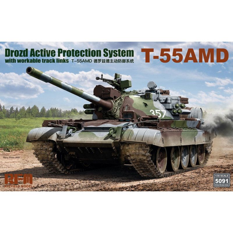 T-55AMD Drozd Active Protection System with workable track links - Rye Field Model 5091